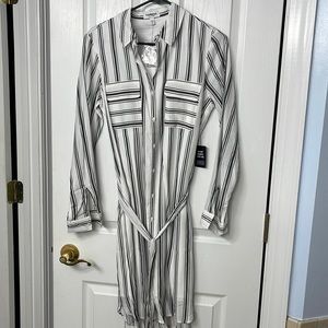 Stripe long sleeve express shirt dress